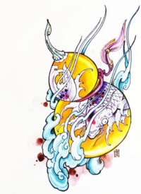 一组传统葫芦的纹身手稿图案欣赏