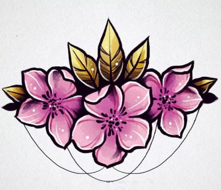 35组粉色系的宝石动物植物等纹身手稿图案