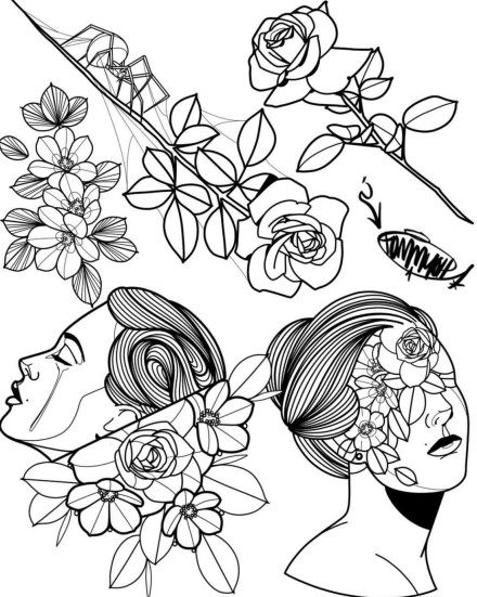 简单个性的创意school人物线稿纹身图片