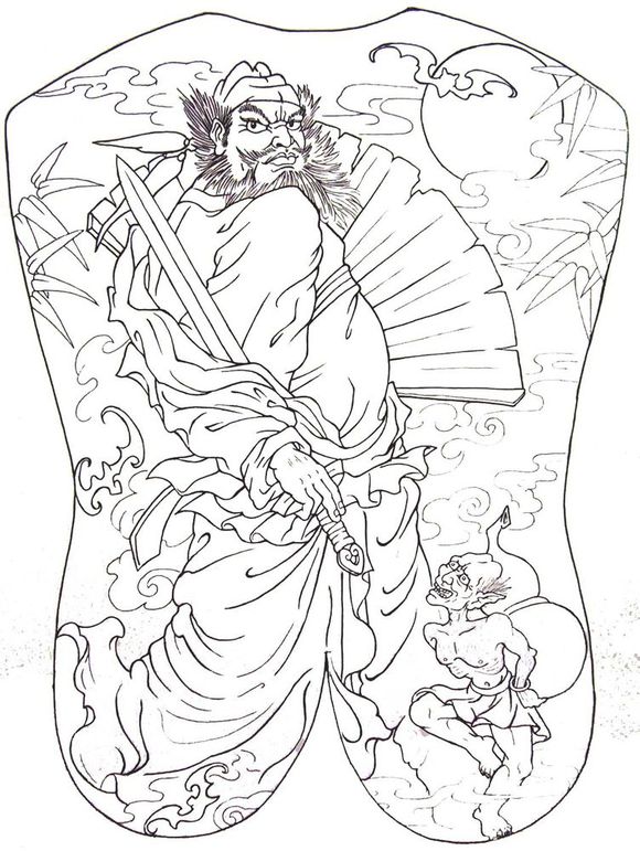 24组捉鬼天师钟馗的纹身手稿素材图案