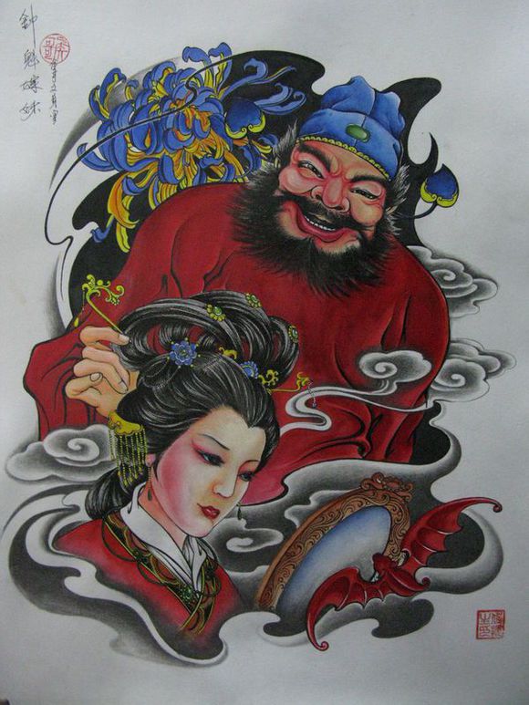 24组捉鬼天师钟馗的纹身手稿素材图案