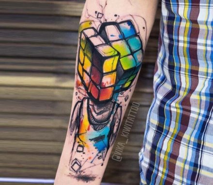 魔方主题的一组魔魔方纹身作品8张