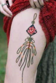 小清新的红色中国结纹身图案9张