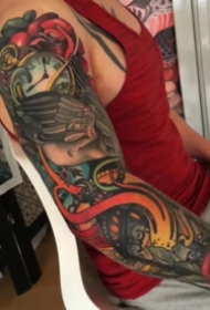 newschool风格的炫彩大花臂纹身图案