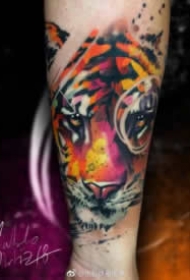重水彩风格的一组彩色动物纹身图片