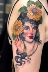 newschool彩色的欧美女郎纹身作品