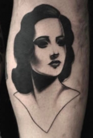黑色的一组女郎纹身图片