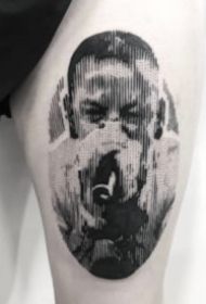 17张黑灰点刺朦胧人头像纹身欣赏