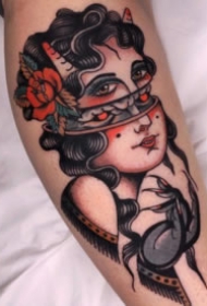 27张红色调风格的school女郎纹身图案