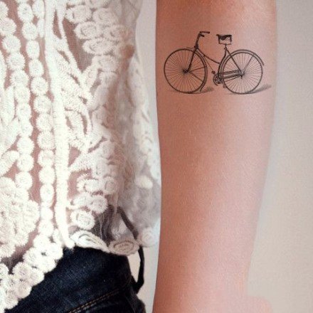 很小清新的简约单车自行车纹身图案