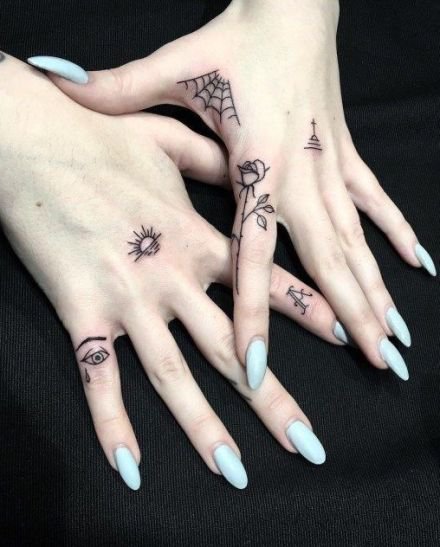 手指头上的简单小清新纹身图案欣赏