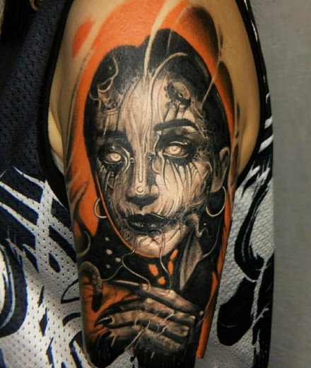 18组暗黑欧美包大臂写实人像纹身图案