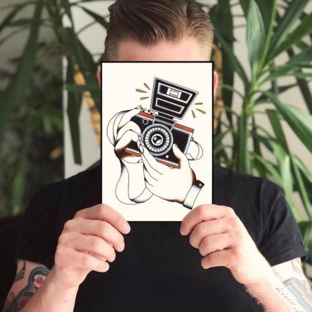 适合摄影爱好者的一组相机纹身图案