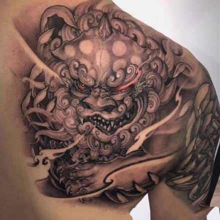 中式传统风格的一组黑灰纹身图案欣赏