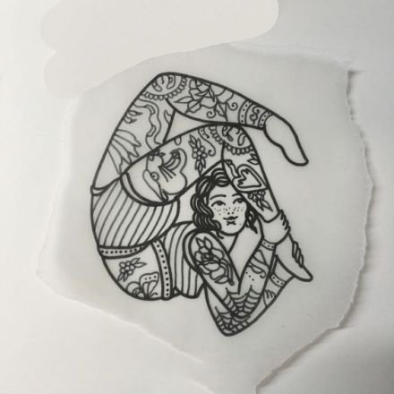 柔韧的杂技女郎的纹身图案素材