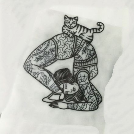 柔韧的杂技女郎的纹身图案素材