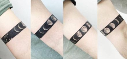 漂亮的一组黑色臂环纹身图案