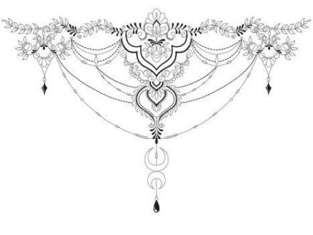 适合女性胸部纹的一组梵花纹身手稿