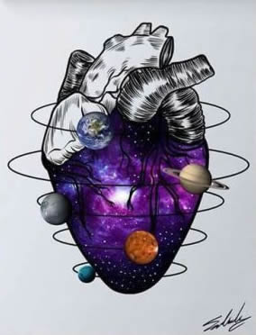 紫色的一组创意纹身小手稿图片