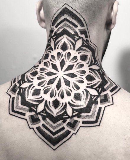 26组黑色的点刺梵花曼陀罗纹身图案