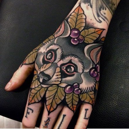 school风格的帅气手背部纹身图案