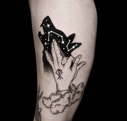 黑色星空元素的一组创意小纹身图片