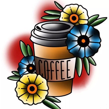 33组彩色的newschool花朵纹身手稿图案