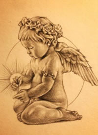 9张可爱的小天使纹身手稿图案