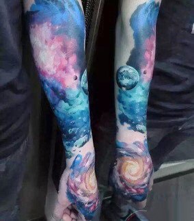 梦幻星空主题的一组科幻星空纹身图案