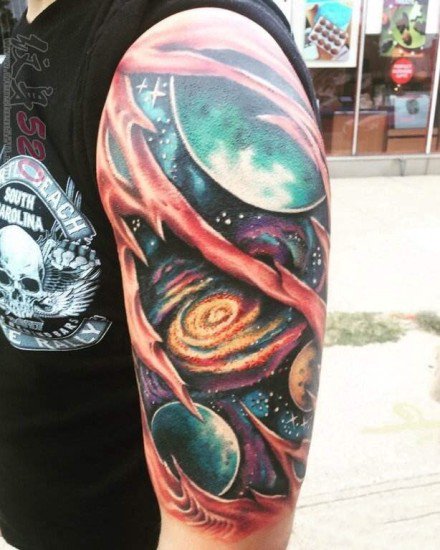 梦幻星空主题的一组科幻星空纹身图案