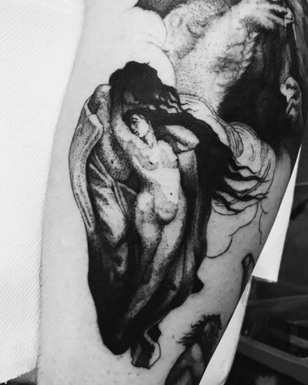 暗黑系诡异风格的黑色纹身图案18张