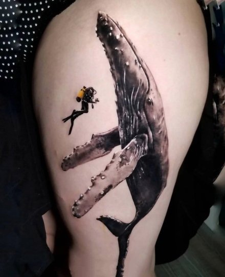 潜水员主题的一组个性纹身图案9张