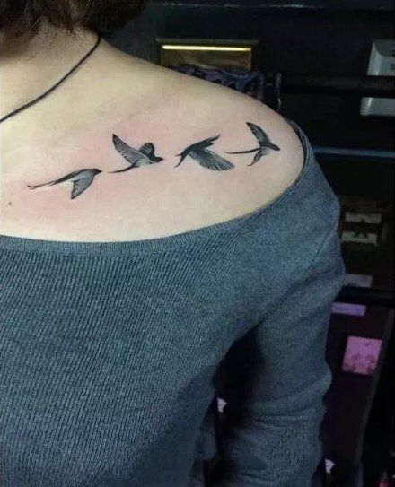 燕子主题的一组小清新飞燕纹身图