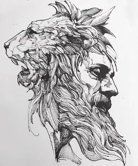 33组欧美暗黑设计人像等创意纹身手稿图案