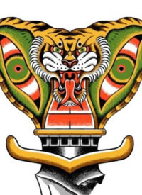 38组黄红色调的school彩图纹身手稿图案