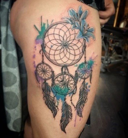 漂亮的9张彩色捕梦网纹身图案