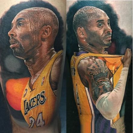 国外球星的一组写实肖像纹身图案