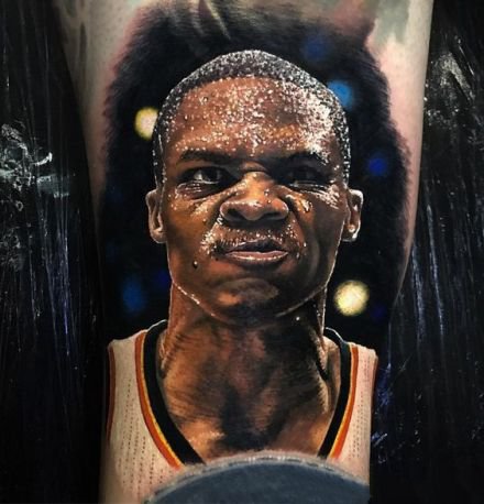 国外球星的一组写实肖像纹身图案