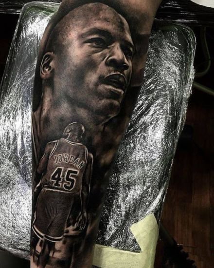 国外球星的一组写实肖像纹身图案