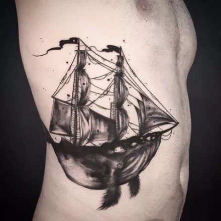 简单风格的欧美暗黑创意男士黑色纹身图片