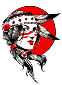 9张各风格印第安女郎的纹身手稿图片