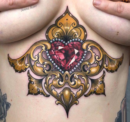 18组炫彩色的宝石钻石纹身图案