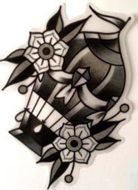 9张黑色的school小花朵纹身手稿图片