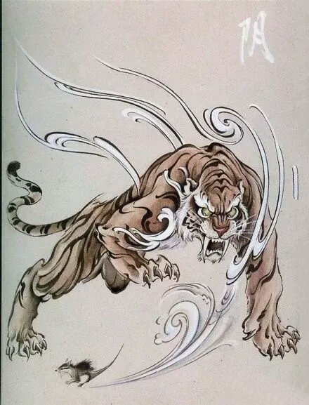 30组各种形态的老虎纹身手稿图案