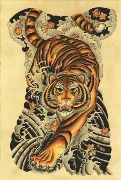 30组各种形态的老虎纹身手稿图案