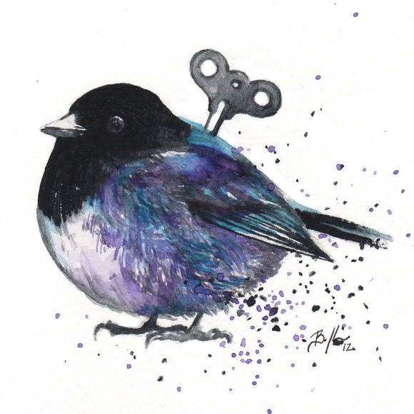 50张水彩色知更鸟等小鸟纹身手稿