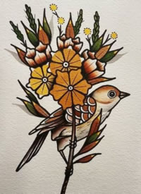 37组oldschool彩色纹身手稿图案欣赏