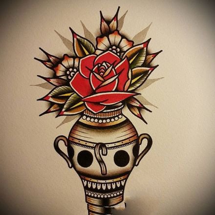 37组oldschool彩色纹身手稿图案欣赏