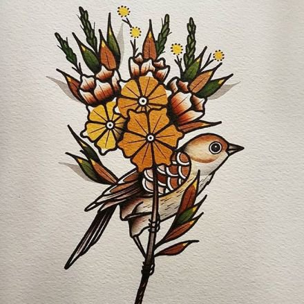 37组oldschool彩色纹身手稿图案欣赏