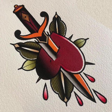 37组oldschool彩色纹身手稿图案欣赏